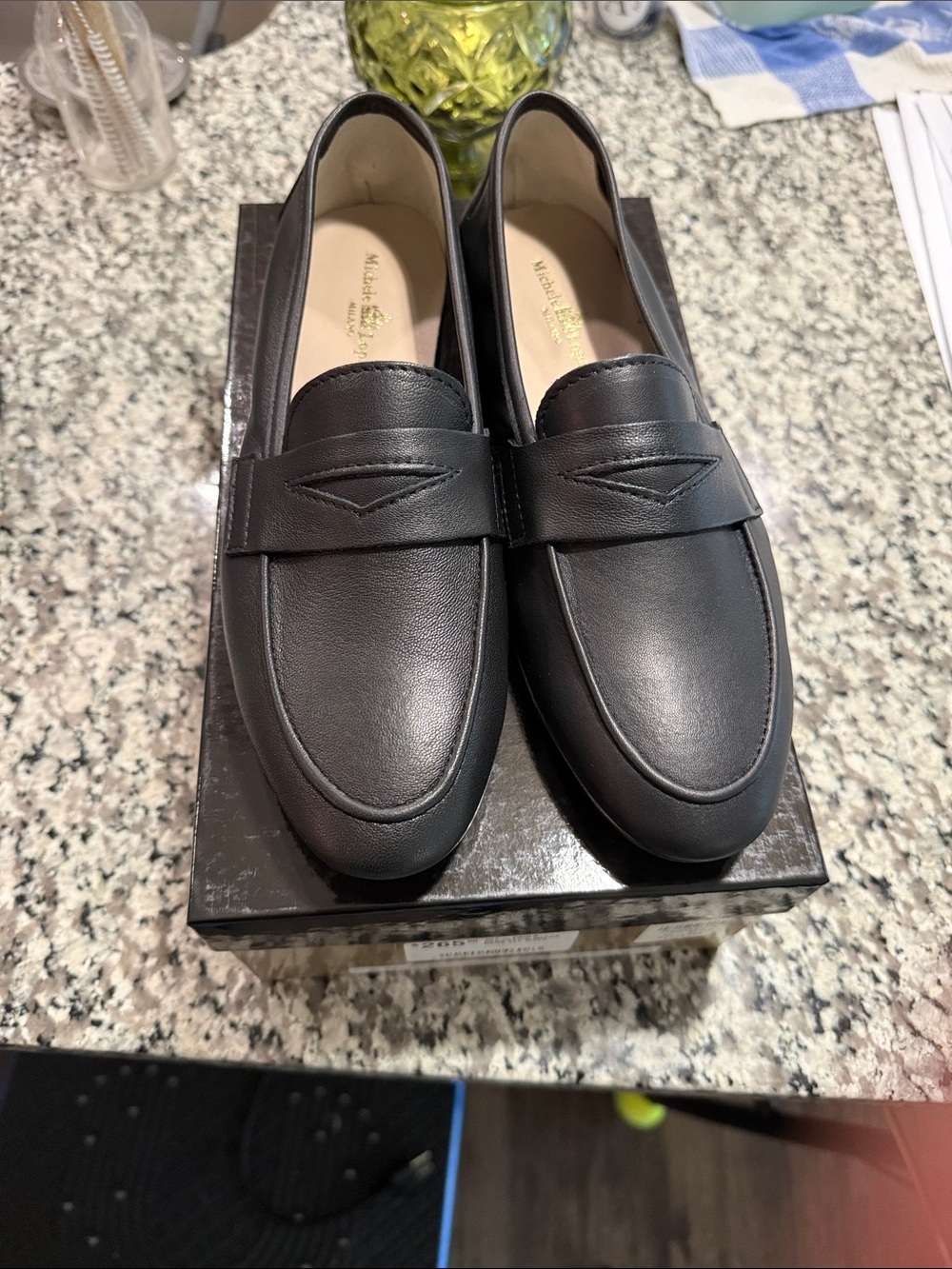 Milano Black Leather Penny Loafers for Women